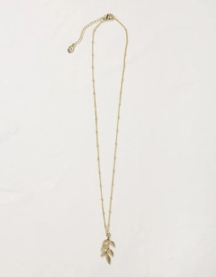 Women FatFace Jewelry Leaf Necklace Gold