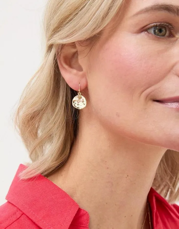 Women FatFace Jewelry Pearl And Disc Earrings Gold