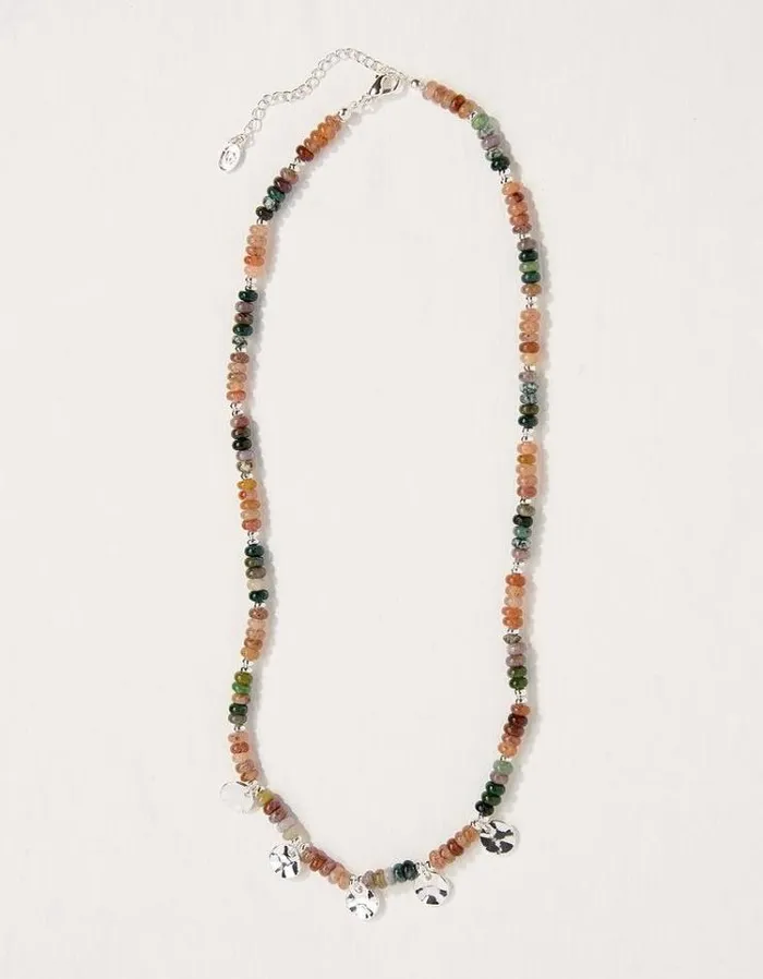 Women FatFace Jewelry Stone And Charm Necklace Multi