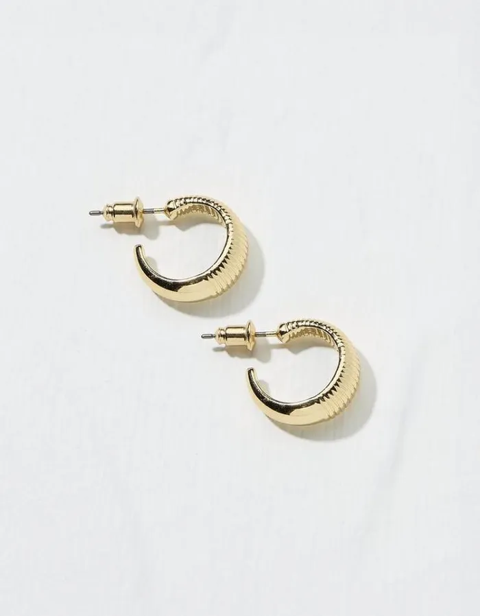 Women FatFace Jewelry Textured Hoops Gold