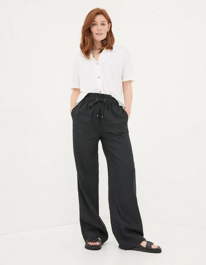 Women FatFace Linen Edit Linen Shirt White