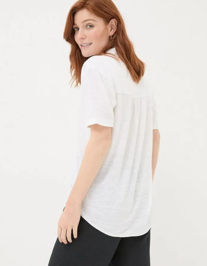Women FatFace Linen Edit Linen Shirt White