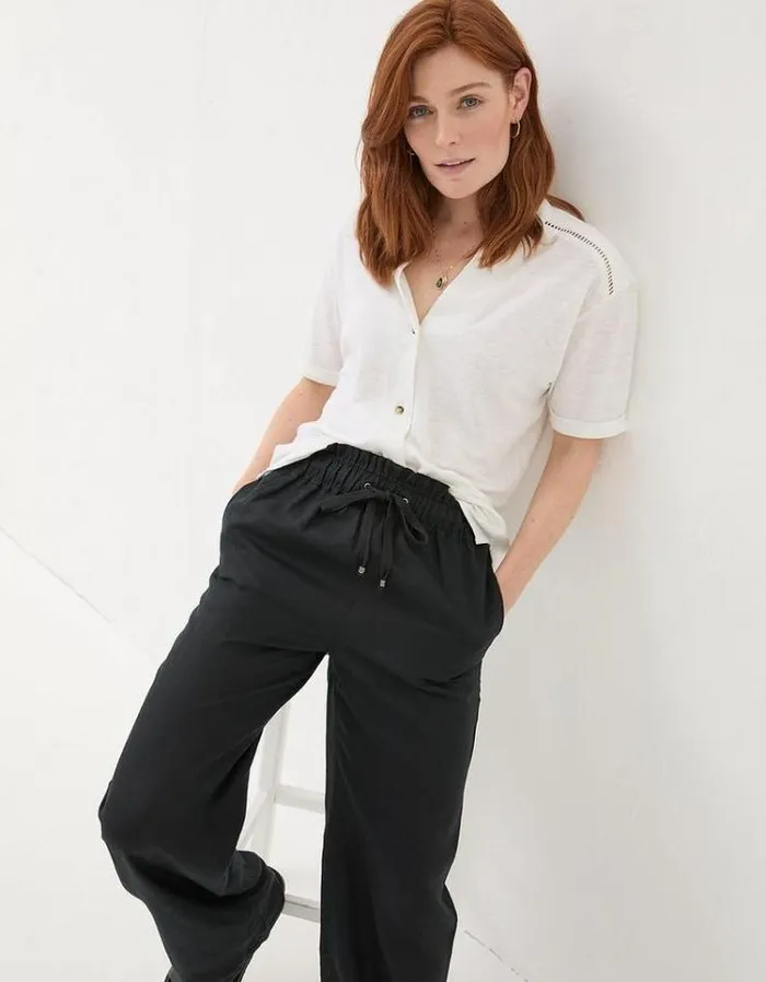 Women FatFace Linen Edit Linen Shirt White