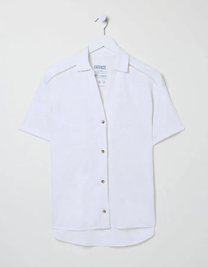 Women FatFace Linen Edit Linen Shirt White