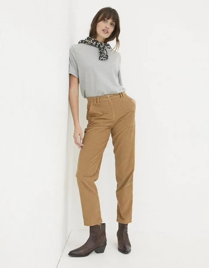 Women FatFace Pants and Leggings Chesil Mixed Cord Pants Brown