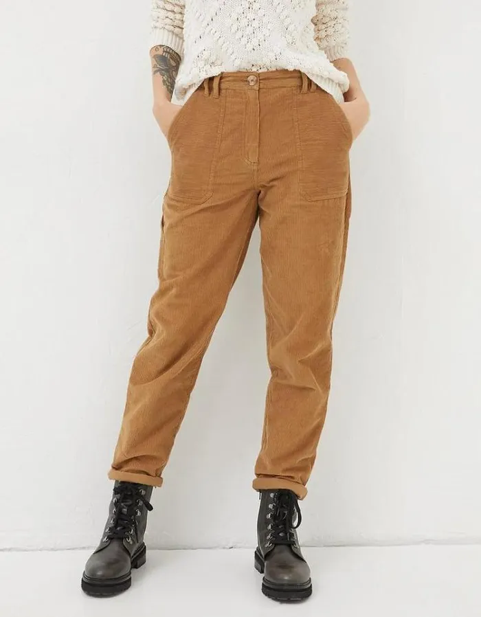 Women FatFace Pants and Leggings Chesil Mixed Cord Pants Brown