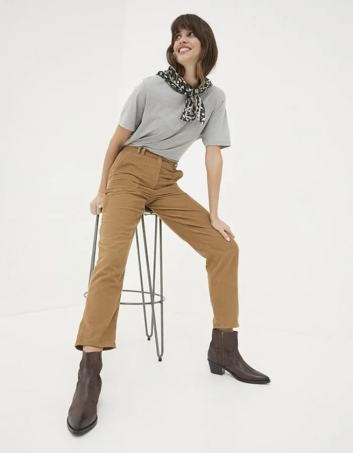 Women FatFace Pants and Leggings Chesil Mixed Cord Pants Brown