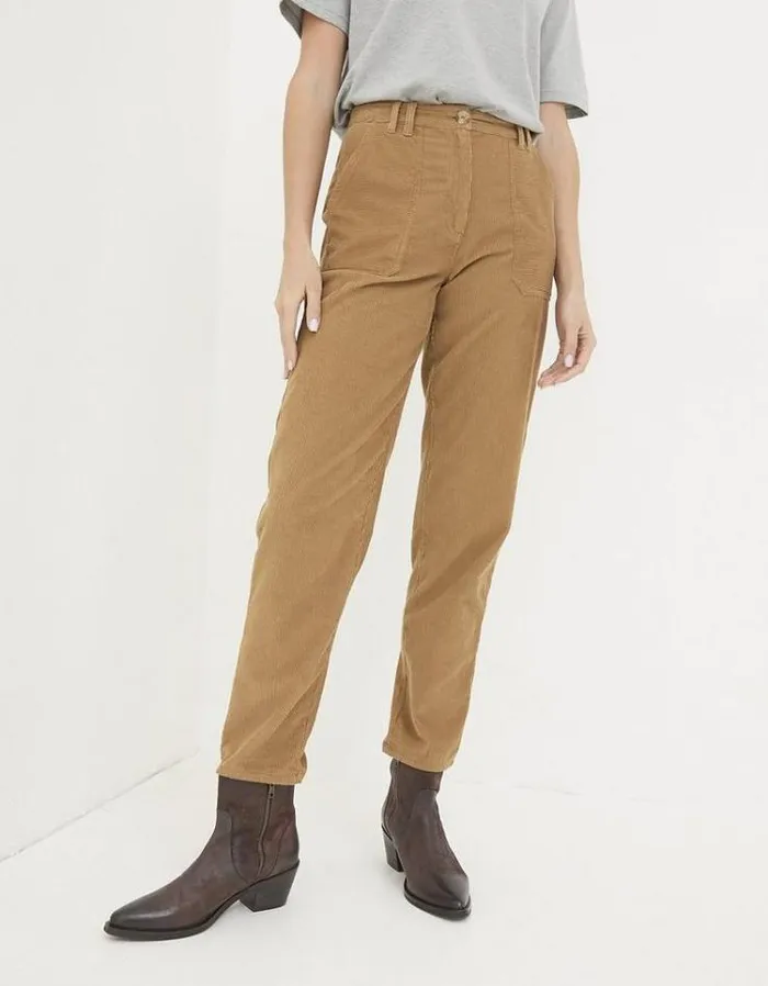 Women FatFace Pants and Leggings Chesil Mixed Cord Pants Brown