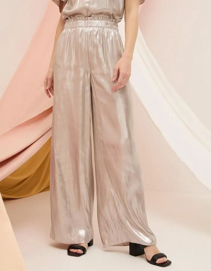Women FatFace Pants and Leggings Yvette Wide Leg Pants Light Silver