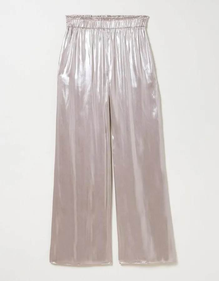 Women FatFace Pants and Leggings Yvette Wide Leg Pants Light Silver