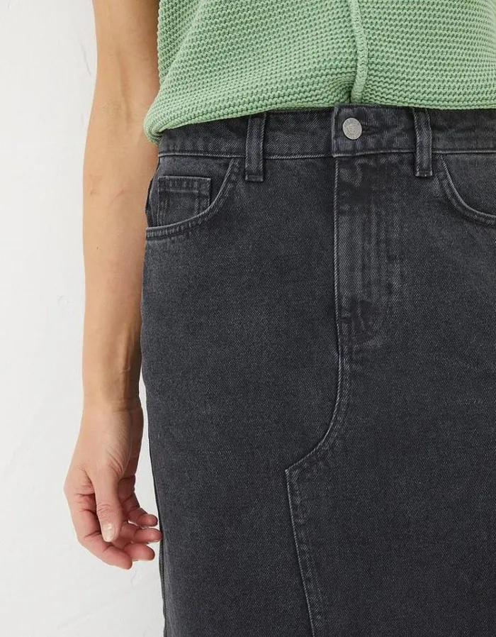 Women FatFace Skirts Ava Denim Midi Skirt Washed Black
