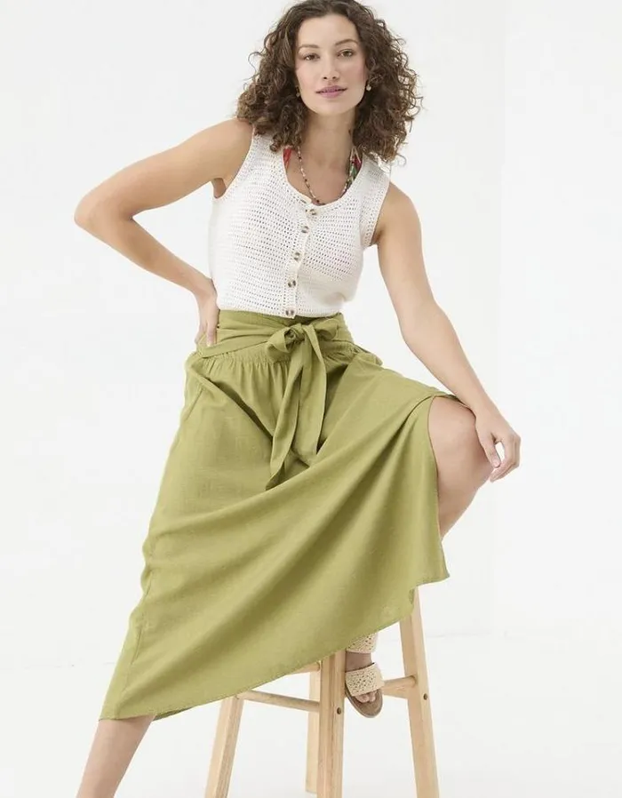 Women FatFace Skirts Sascha Midi Skirt Olive Green