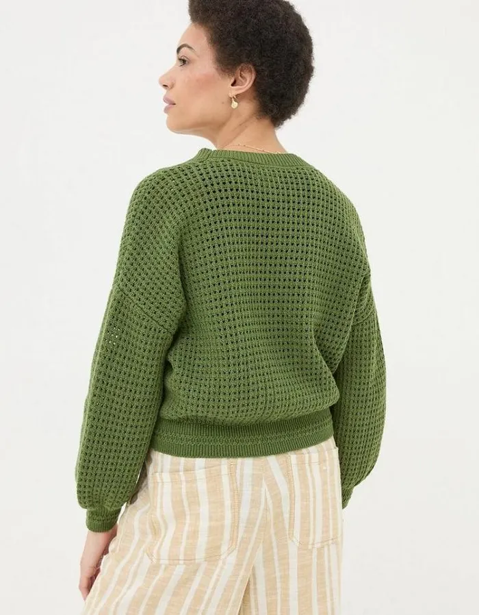 Women FatFace Sweaters and Cardigans Annie Button Through Cardigan Olive Green