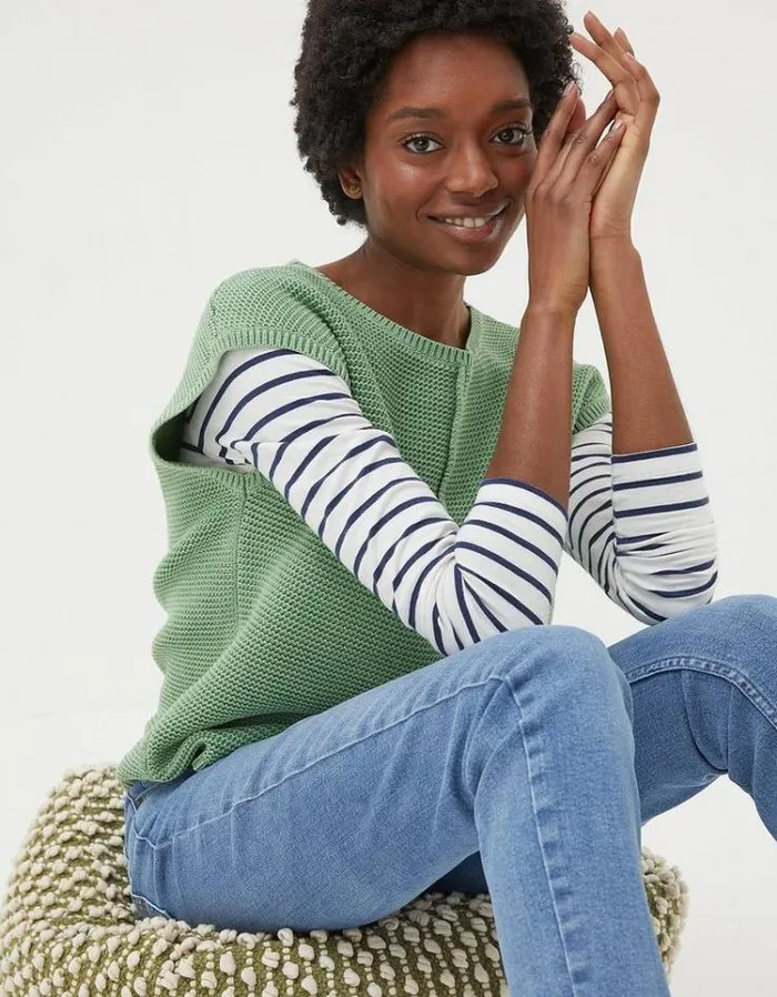 Women FatFace Sweaters and Cardigans Eden Knitted Tank Green