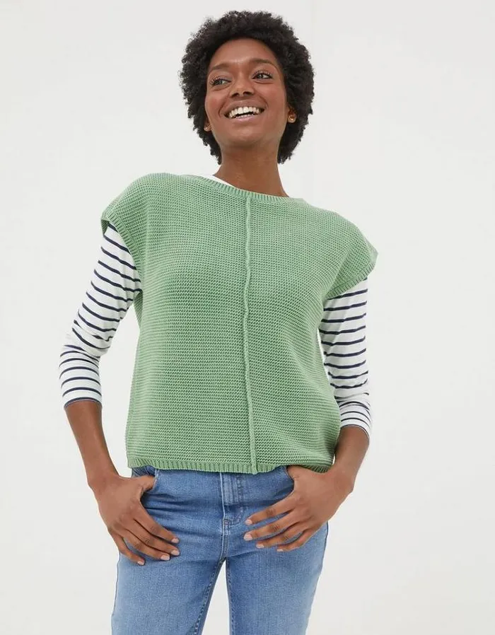 Women FatFace Sweaters and Cardigans Eden Knitted Tank Green