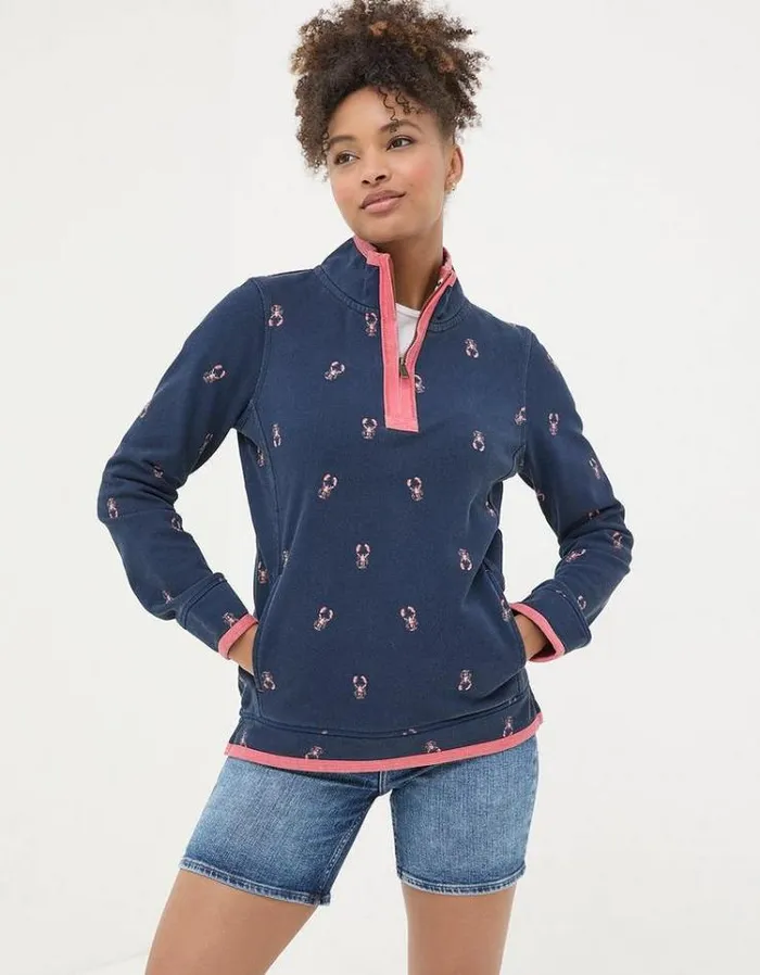 Women FatFace Sweatshirts and Hoodies Lobster Airlie Navy