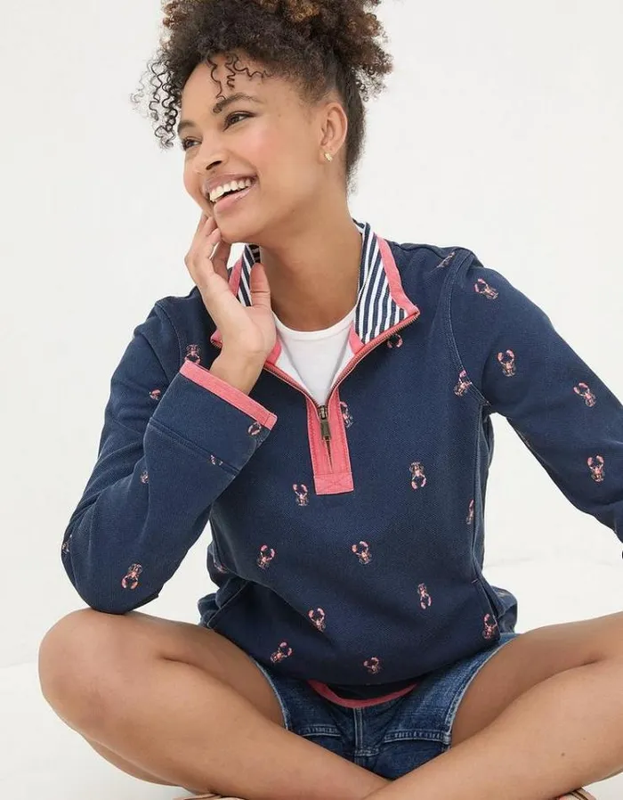 Women FatFace Sweatshirts and Hoodies Lobster Airlie Navy
