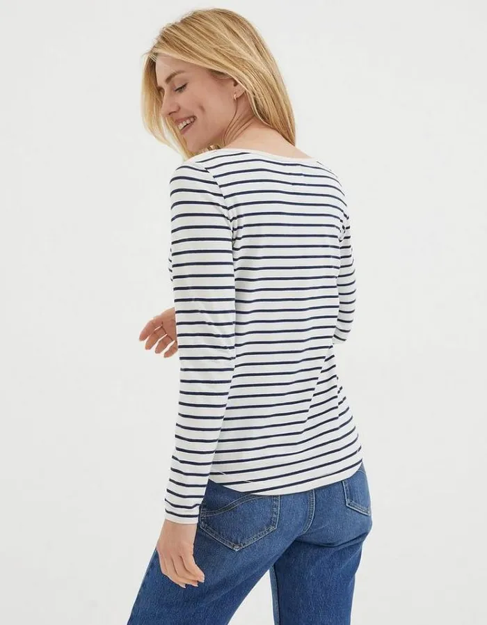Women FatFace Tops and TShirts Breton TShirt Ivory