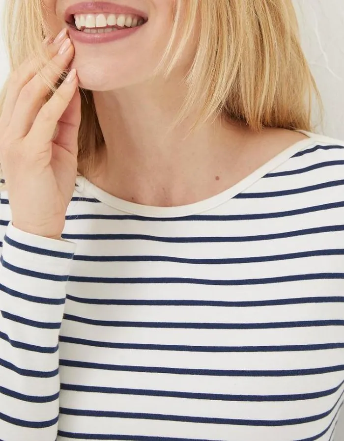 Women FatFace Tops and TShirts Breton TShirt Ivory