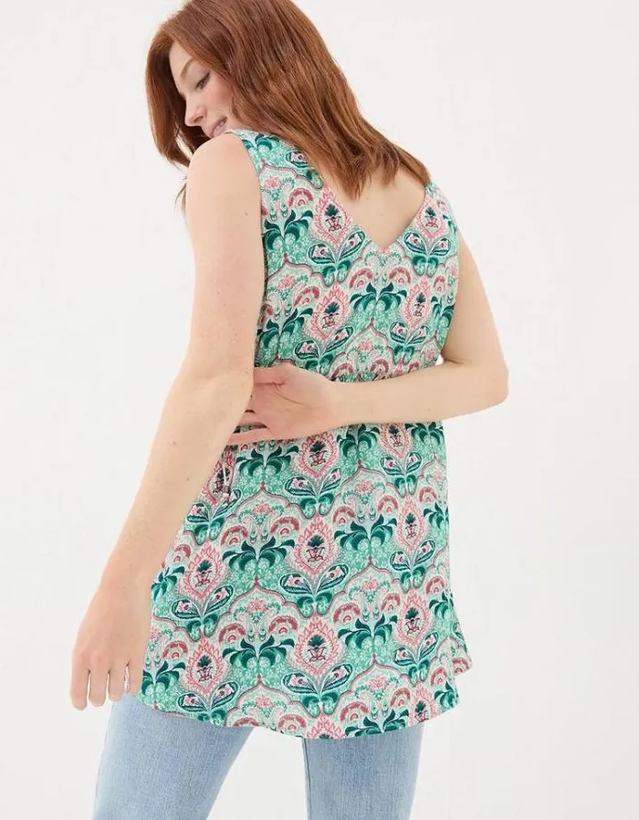Women FatFace Tops and TShirts Charlie Mirrored Paisley Cami Teal Green