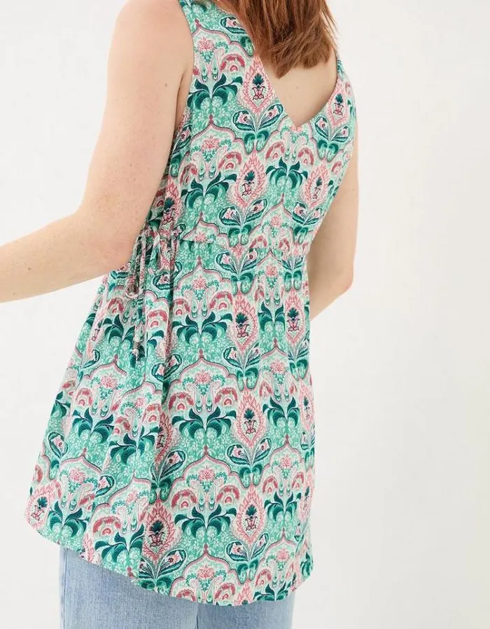 Women FatFace Tops and TShirts Charlie Mirrored Paisley Cami Teal Green