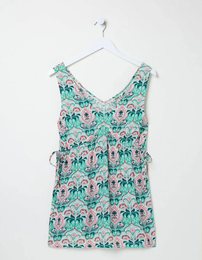 Women FatFace Tops and TShirts Charlie Mirrored Paisley Cami Teal Green