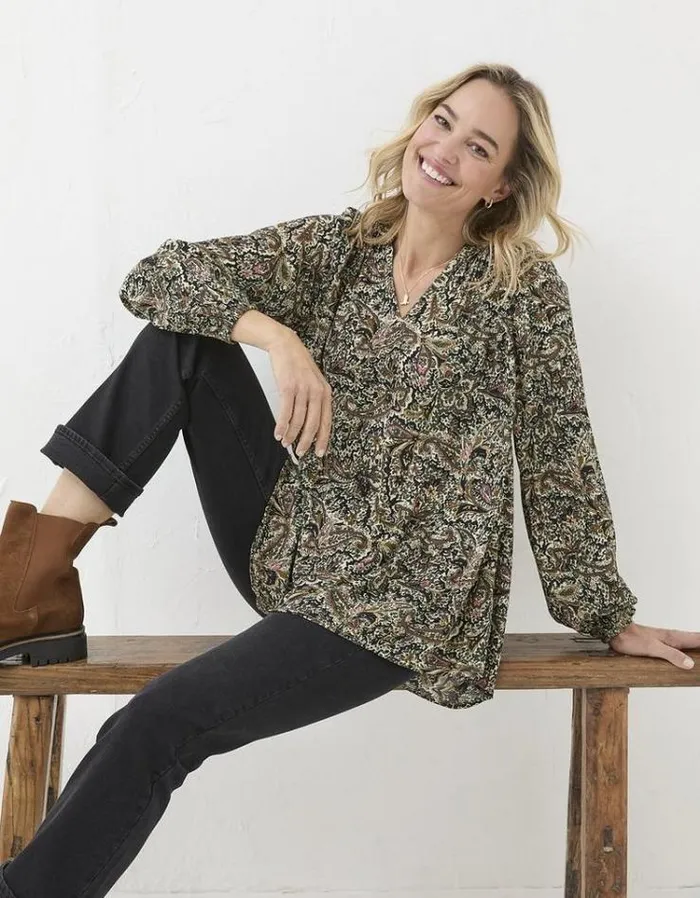 Women FatFace Tops and TShirts Faye Wild Paisley Tunic Ivory