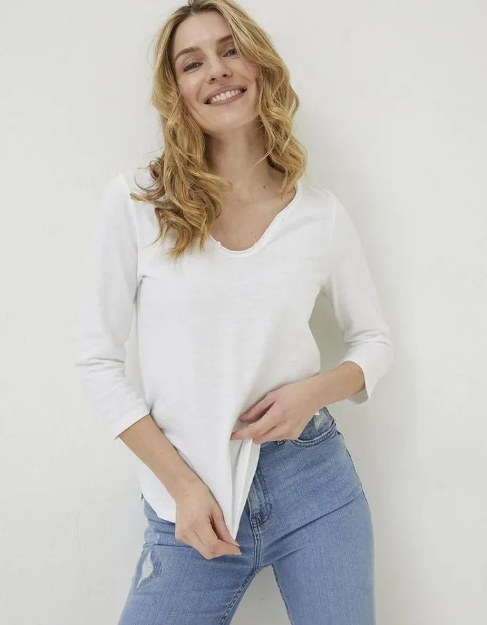 Women FatFace Tops and TShirts Organic Cotton Porter T Shirt White