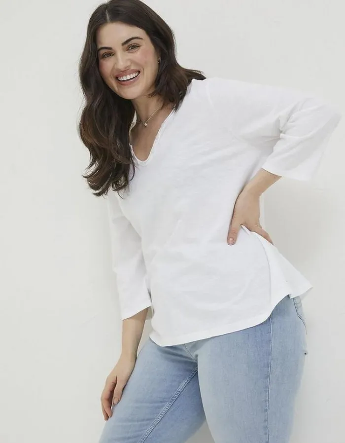 Women FatFace Tops and TShirts Organic Cotton Porter T Shirt White
