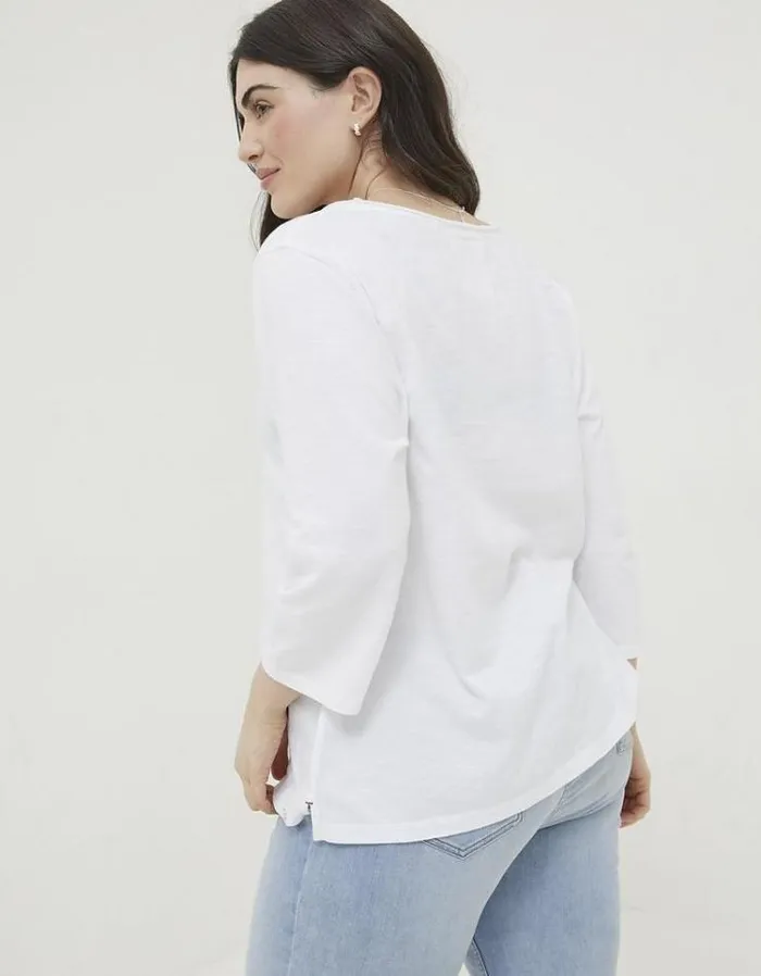 Women FatFace Tops and TShirts Organic Cotton Porter T Shirt White