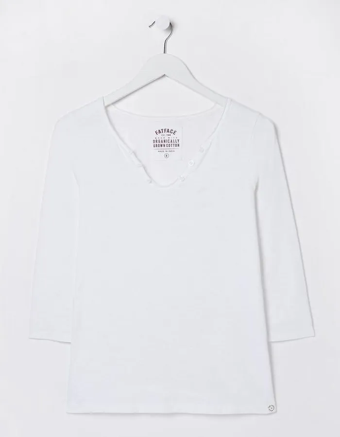 Women FatFace Tops and TShirts Organic Cotton Porter T Shirt White
