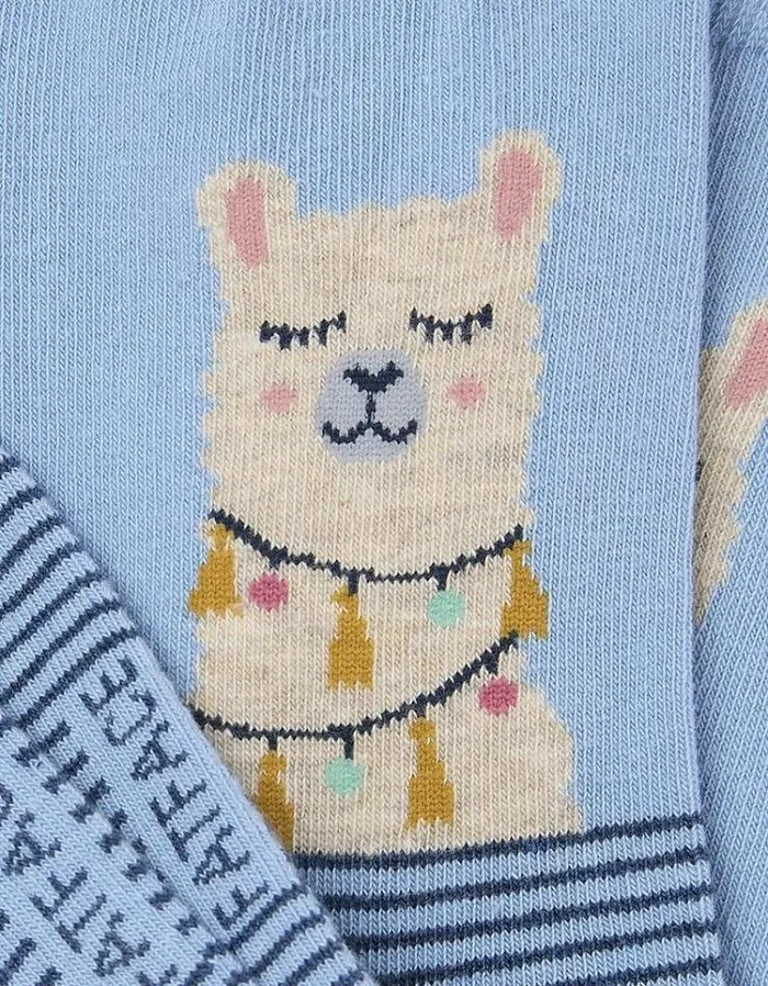 Women FatFace Underwear Socks and Tights 1 Pack Llama Face Socks Light Blue