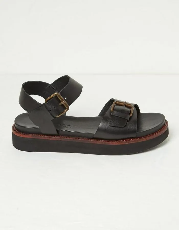 Women FatFace Vacation Shop Ambie Flatform Buckle Sandals Black