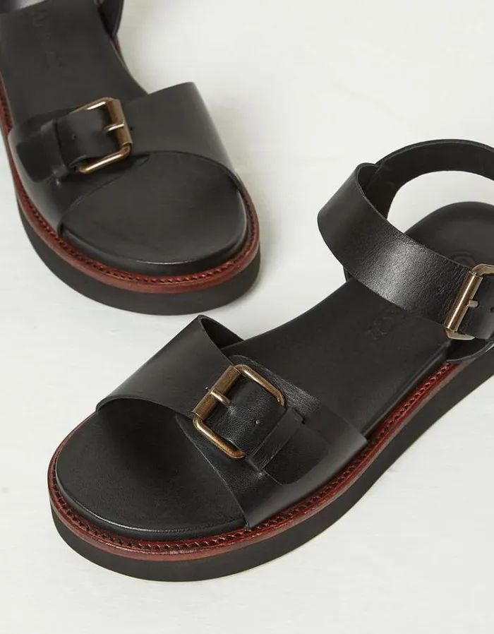 Women FatFace Vacation Shop Ambie Flatform Buckle Sandals Black