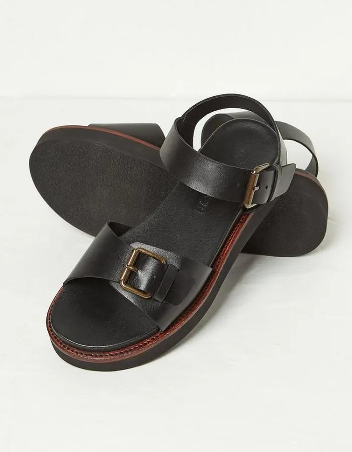 Women FatFace Vacation Shop Ambie Flatform Buckle Sandals Black