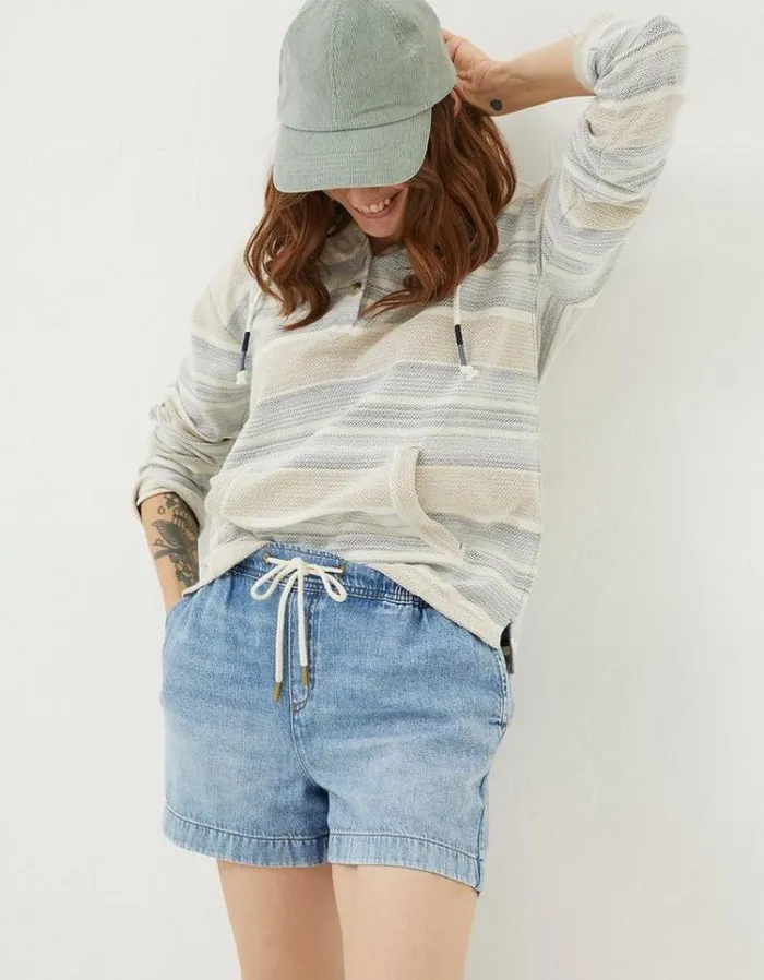 Women FatFace Vacation Shop Ashby Pull On Denim Shorts Light Denim Blue
