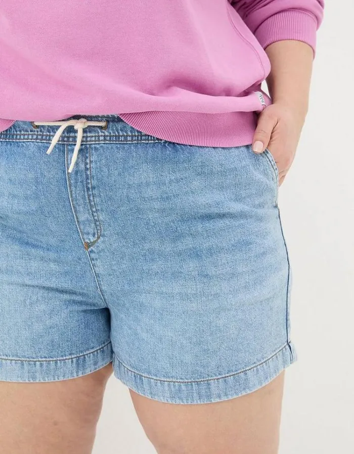 Women FatFace Vacation Shop Ashby Pull On Denim Shorts Light Denim Blue