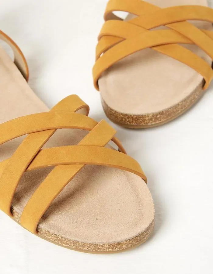 Women FatFace Vacation Shop Beth Sandals Mustard Yellow