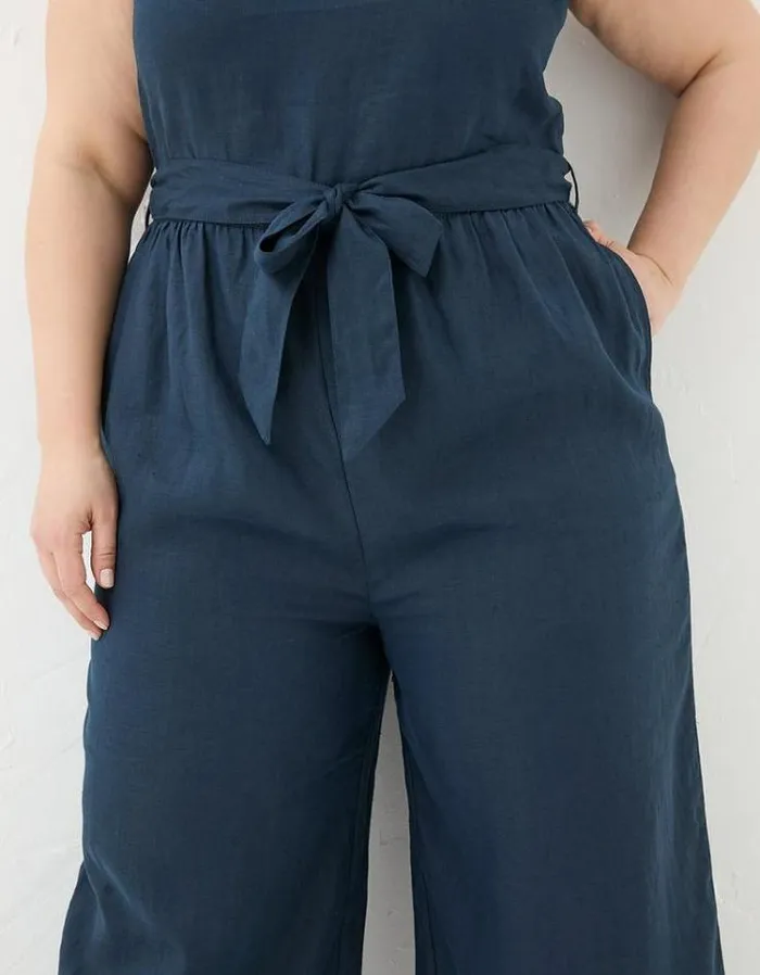 Women FatFace Vacation Shop Liz Linen Jumpsuit Navy