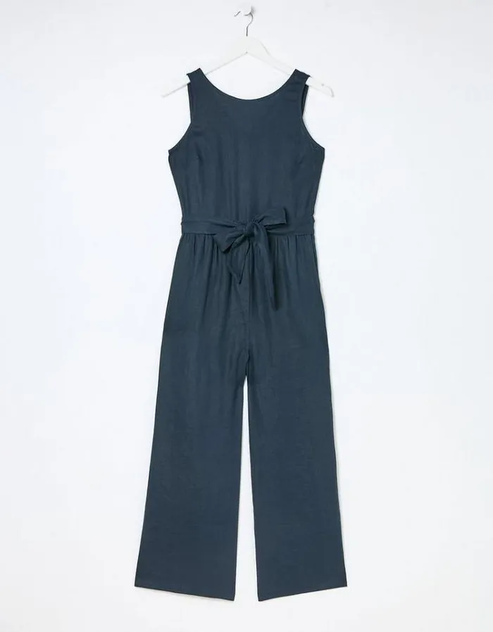 Women FatFace Vacation Shop Liz Linen Jumpsuit Navy