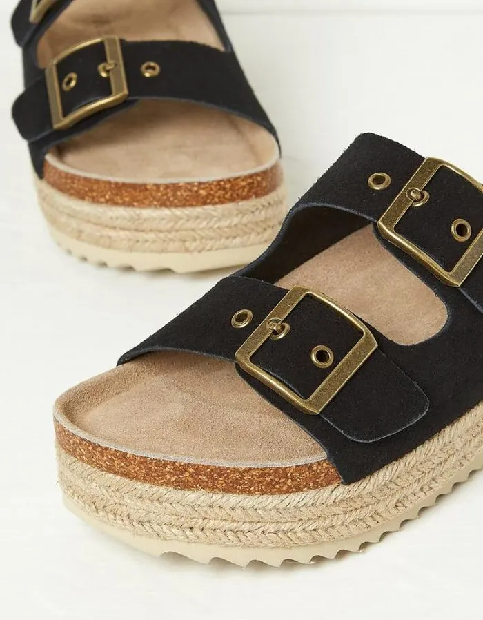 Women FatFace Vacation Shop Meldon Flatform Sandals Black