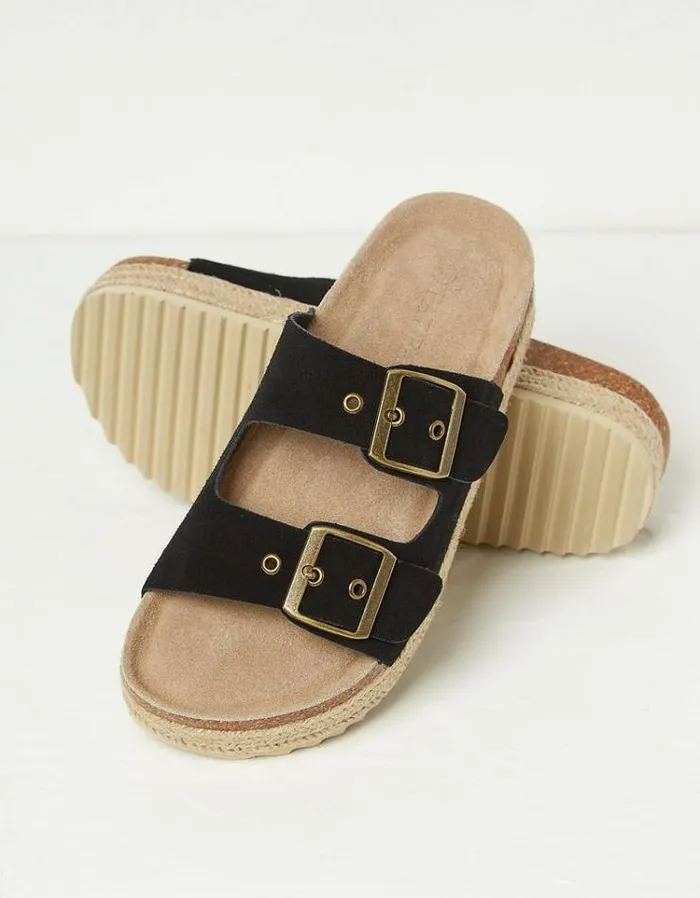 Women FatFace Vacation Shop Meldon Flatform Sandals Black
