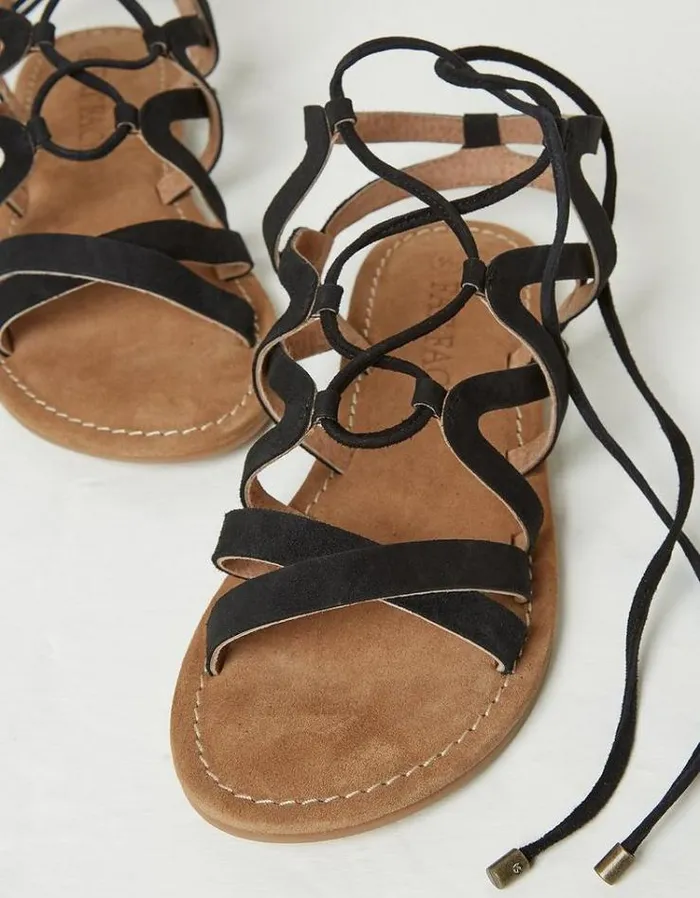 Women FatFace Vacation Shop Renna Ghillie Lace Up Sandal Black