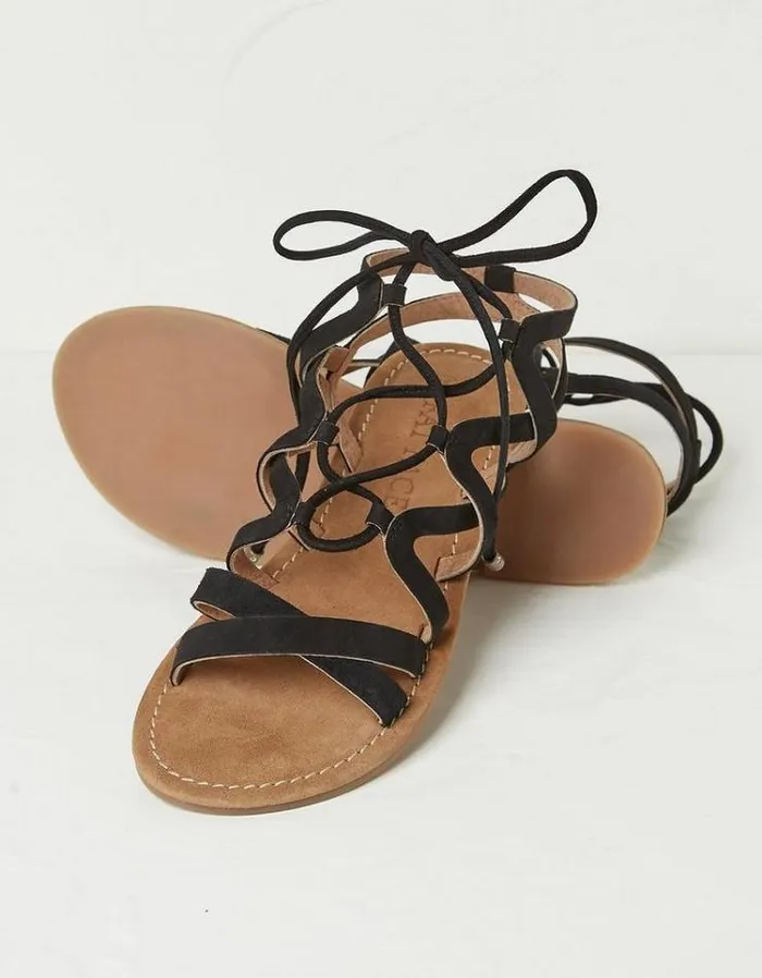 Women FatFace Vacation Shop Renna Ghillie Lace Up Sandal Black
