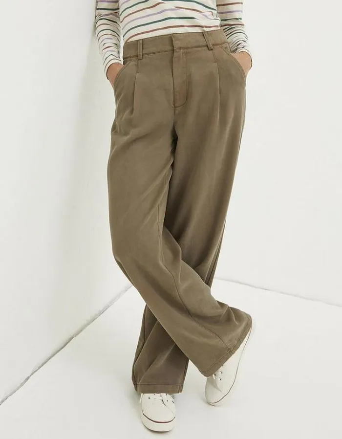 Women FatFace Women039s Sale Blake Wide Leg Drape Pants Khaki Green