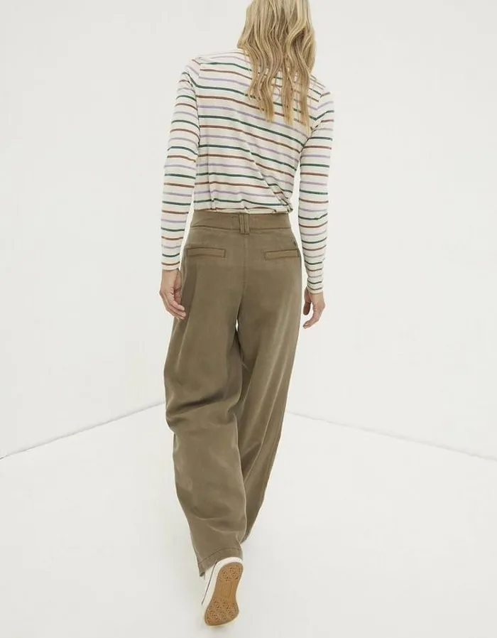 Women FatFace Women039s Sale Blake Wide Leg Drape Pants Khaki Green