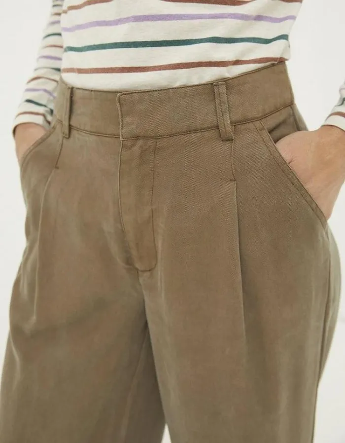 Women FatFace Women039s Sale Blake Wide Leg Drape Pants Khaki Green