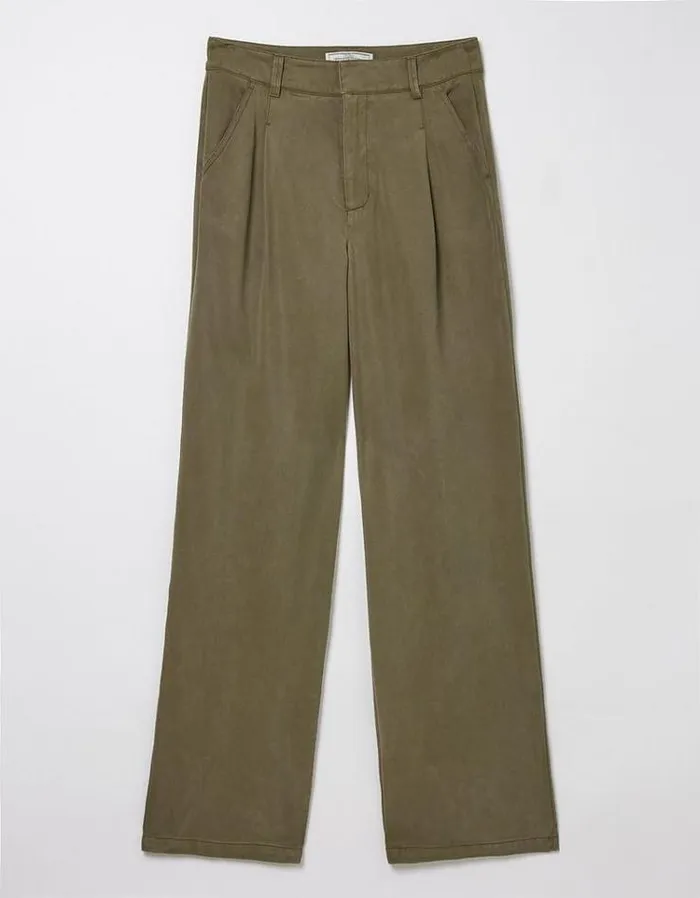 Women FatFace Women039s Sale Blake Wide Leg Drape Pants Khaki Green