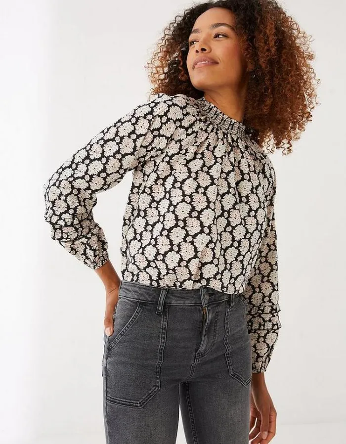 Women FatFace Women039s Sale Bude Artisan Woodblock Blouse Black