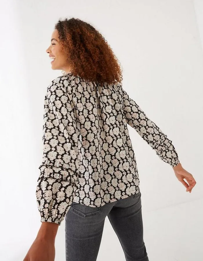 Women FatFace Women039s Sale Bude Artisan Woodblock Blouse Black
